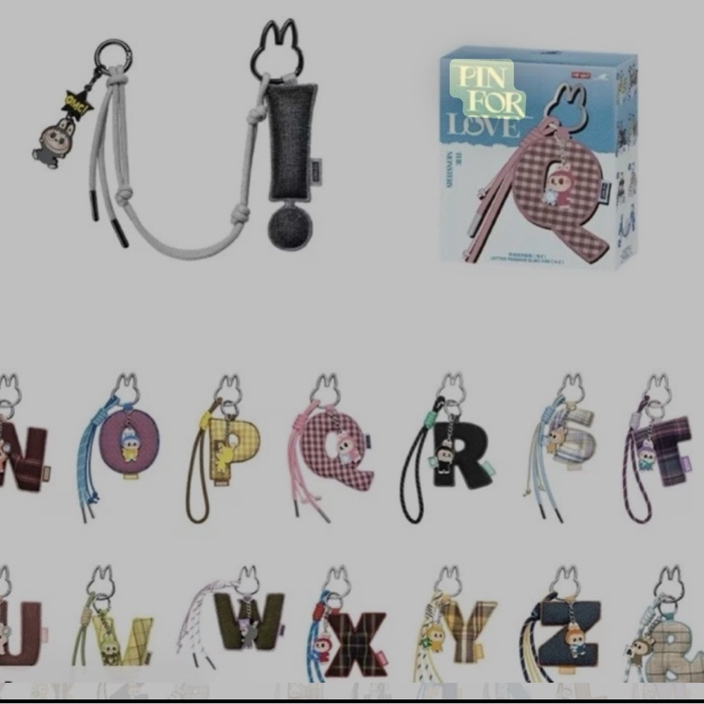 Pop Mart Labubu The Monsters Pin for Love Series Letter Keychain (A-Z &?) - Picture 5 of 7
